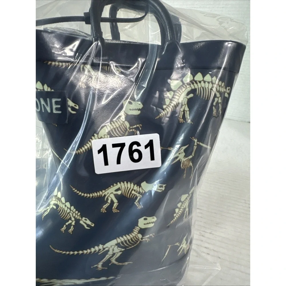 LoneCone Unisex Toddler Kids 10T (Ages 1-3) Rainboots Dino Bones Navy NWOB